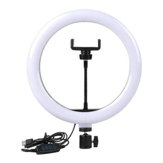 Aro De Luz Profesional Led Cosmetologia Grande 31cm 20w Foto Color de la estructura Negro Color de la luz Fria Calida