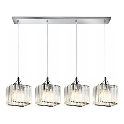  Colgante 4 Luces Prisma C Cristal Cromo Apto Led E27 Ld Cromo