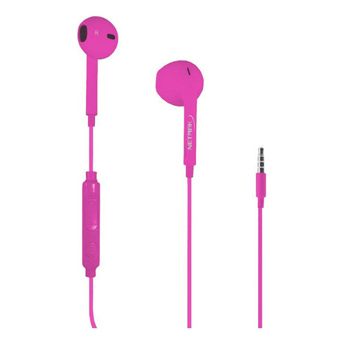 Auriculares Urban Style Manos Libres In-ear Con Cable NETMAK NM-UR70 Color Rosa