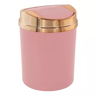 Cesto Para Lixo 5 Litros Tampa Basculante Cobre Rosé Gold Cor Rosa-claro