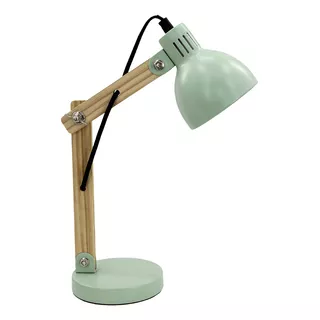 Lámpara Escritorio Madera Velador Verde Fiona E14 Candil