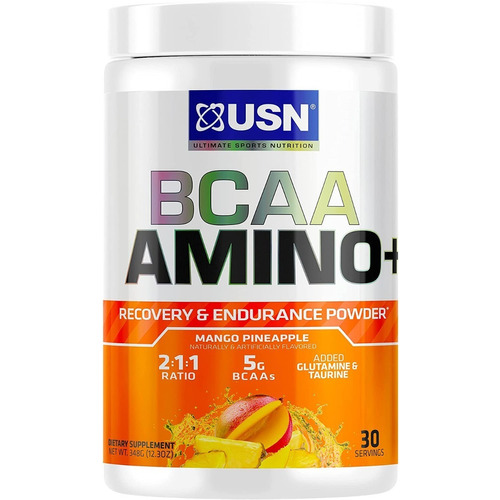 Usn Bcaa Amino+ Post-workout Aminos Glutamina 30 Servicios Sabor Mango Pineapple