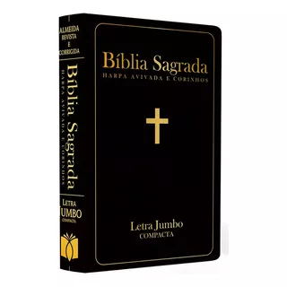 Bíblia Sagrada Com Harpa Avivada E Corinhos | Arc | Letra Jumbo | Capa Semiflexível Preta