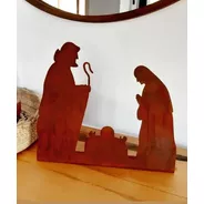 Sagrada Familia Pesebre De Apoyo En Chapa Oxidada Navidad