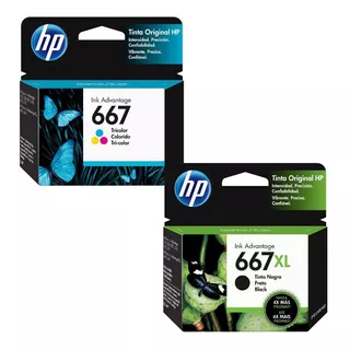 Cartuchos Hp 667xl Negro + 667 Color Estandar Originales