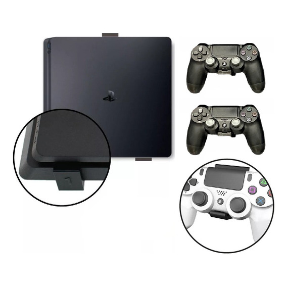 Soporte Pared Compatible Con Playstation 4 Ps4 Kit Completo
