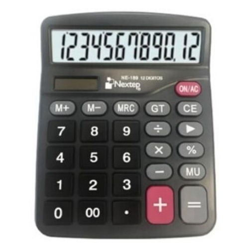 Calculadora Nextep 12 Digitos Pantalla Grande Escritorio Color Negro