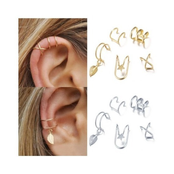 Set De 5 Piercing Sin Perforaciones Para Oreja 