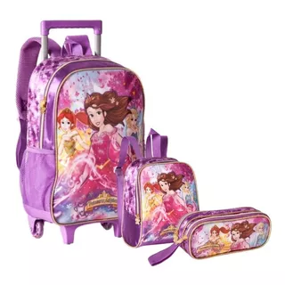 Kit Mochila De Rodinha Infantil Feminina Escolar Completo