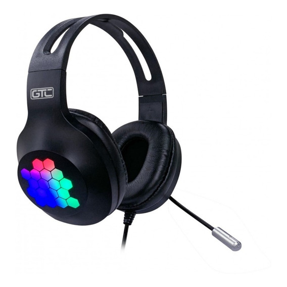 Auriculares Gaming Headset Gtc Hsg-616 Luz Led Rgb Pc Ps4 Color Negro