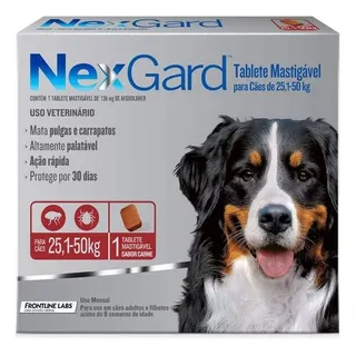 Anti Pulgas Carrapatos Nexgard 25 A 50 Kg Tratamento Cão