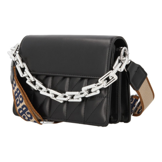 Bolso Crossbody Mujer Negro 829-01 Diseño De La Tela Rayado