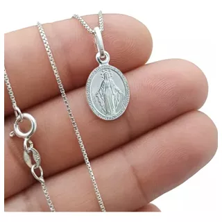 Cadena Y Dije Virgen Milagrosa En Plata 925