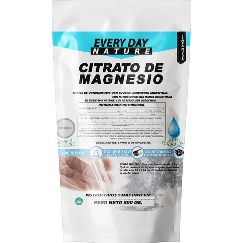 Suplemento en polvo EDN Nutrition  Minerales Citrato de Magnesio minerales/vitaminas/proteínas en doypack de 500g