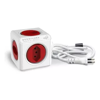 Extensão Elétrica 5 Tomadas Powercube ELG Filtro De Linha Cor Branco/vermelho Bivolt