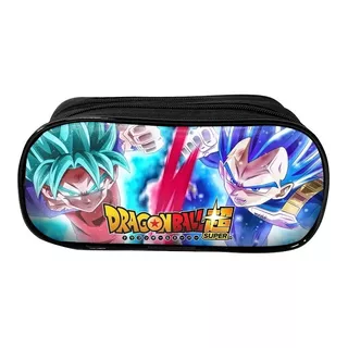 Estojo Escolar Dragon Ball Super Goku Vegeta Preto 2 Ziper