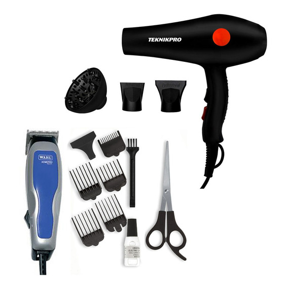 Combo Máquina Home Cut Wahl + Secador Con Difusor Teknikpro