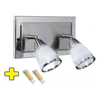 Aplique 2 Luces Ancona G9 Con Led Cabezal Movil Apto Baño