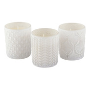 Trio Velas Perfumadas Decorativas Copo Vidro Branco Gardenia