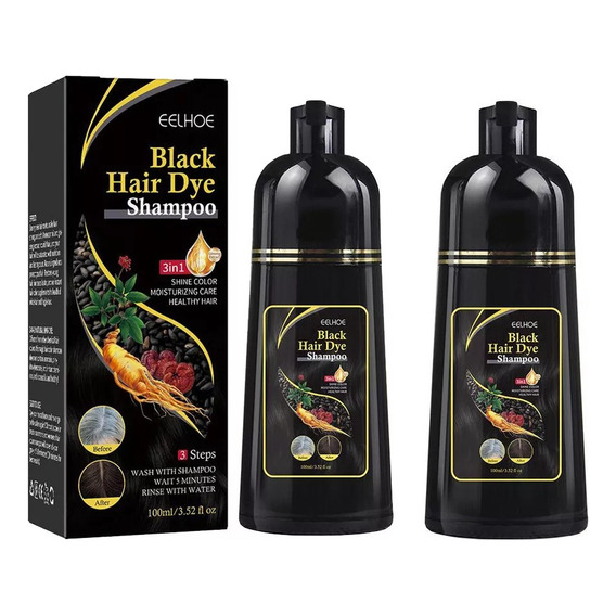 Shampoo Para Cubrir Canas Tinte Negro 2pc