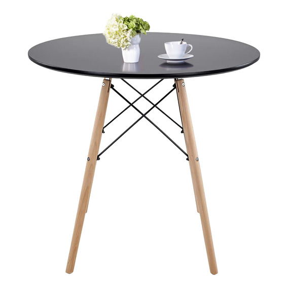 Mesa 90cm Redonda De Madera Estilo Minimalista Moderno