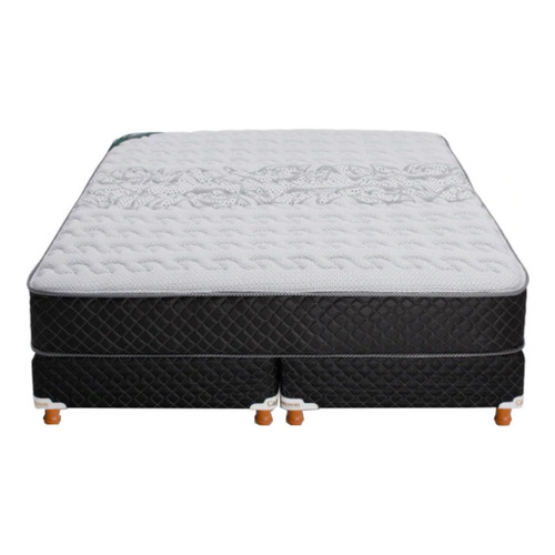 Sommier Madera Cannon Resortes Doral King de 200cmx180cm  negro y blanco con base dividida