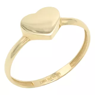 Anillo Con Corazón Liso En Oro De 10k.