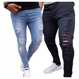 Combo 2 Calça Jeans Masculina Kit Customizada Rasgada Fashio
