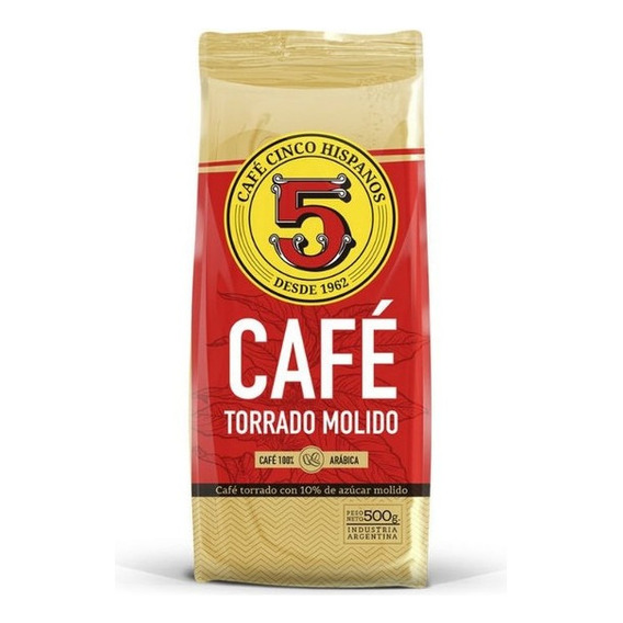 Cafe Torrado Molido 5 Hispanos X 500 Gr