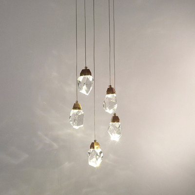 Colgante 5 Luces Edna Dorado Vidrio Led Deco Moderno Lk