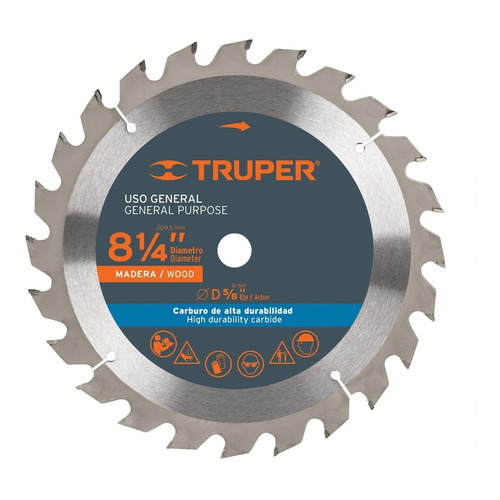 Disco Sierra P/madera 8-1/4' 32 Die Cen 5/8' Truper 12682 Color Gris