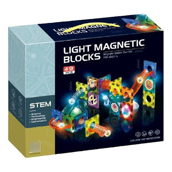 Bloques Construcción Magnéticos C/luces Pista Laberinto 49pz