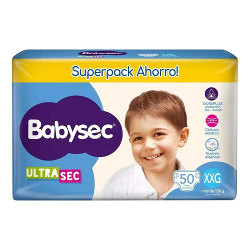 Pañales Babysec Ultrasec Superpack Ahorro Talle Xxg x 50 unidades