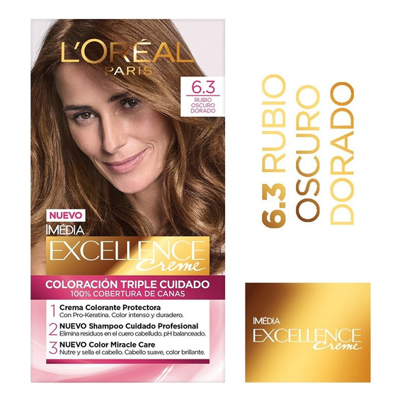 Kit De Coloración L'oréal Paris Excellence Creme Tono 6.3 Rubio Oscuro Dorado