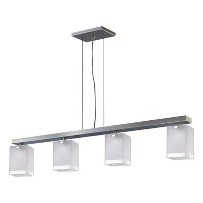 Colgante 4 Luces Vidrios Cuadrados Apto Led Moderno E-27 Acero