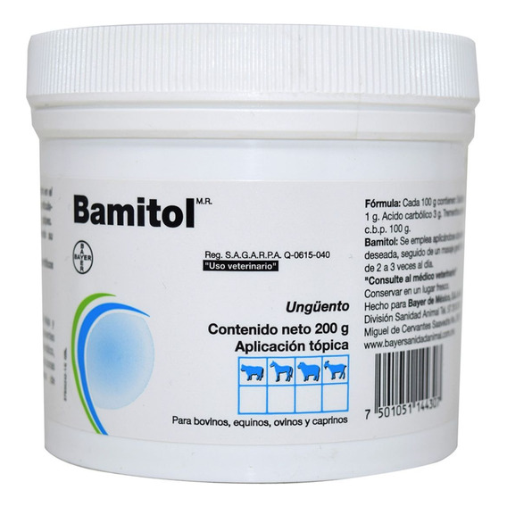  Bamitol 200 Gr Ungüento De Elanco Golpes, Chupa Grasa