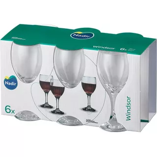 Juego De Tazas De Vino Tinto Nadir Windsor De 250 Ml Con 6 Unidades De Color Transparente