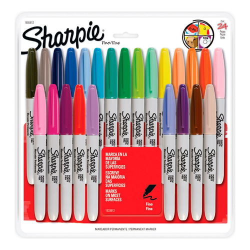 Set 24 Marcadores Sharpie Punta Fina Colores Surtidos