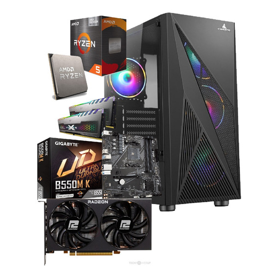 Torre Cpu Amd Ryzen 5 Ssd 500gb Ram 16gb Gamer Rx 6600