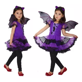 Fantasia Vampira Infantil Vampirinha Halloween C/asas E Arco