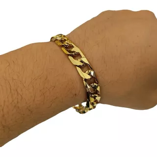 Pulseira Grossa Masculina Tungstênio Banho Ouro 18k