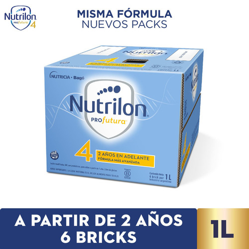 Leche de fórmula líquida sin TACC Nutricia Bagó Nutrilon Profutura 4 sabor original en brick de 6 de 1L - 2  a 2 años