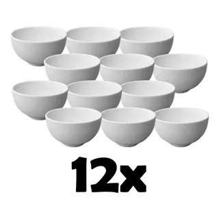 12 Tigela Cumbuca Japonesa Bowl 500ml Porcelana Açai Caldo Cor Branco