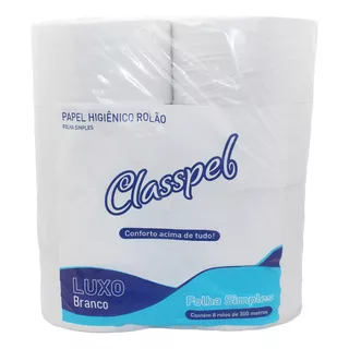 Papel Hig Classpel F Simples Rolao 300m Cx/8rl 8x300m