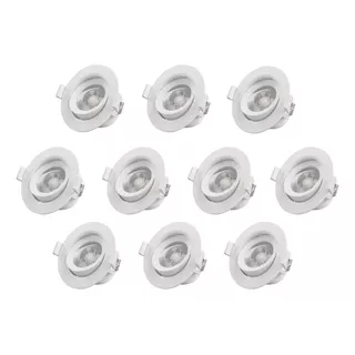 Pack X10 Foco Led Embutido Redondo Aro Móvil 7w Luz Neutro