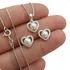 Juego en plata 925 collar de perlas y corazón