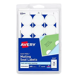 Avery 5247 - Pegatinas Redondas Para Impresoras Laser E Iny