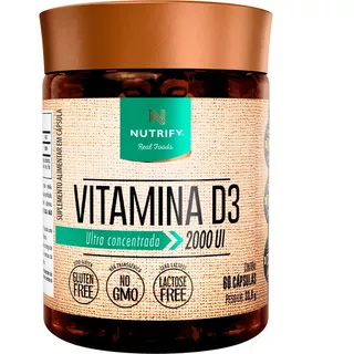 Suplemento Em Cápsula Nutrify  Vitamina D3 Vitamina D Vitamina D3 Sabor  Without Flavor Em Pote De 33.6g 60 Un