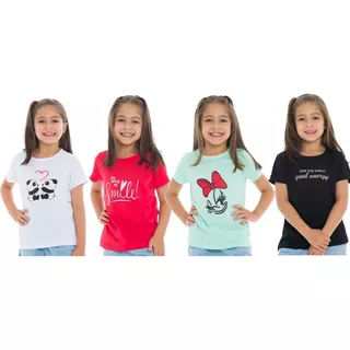 Kit 3 Camisetas Baby Look Infantil Feminina 2 Ao 16
