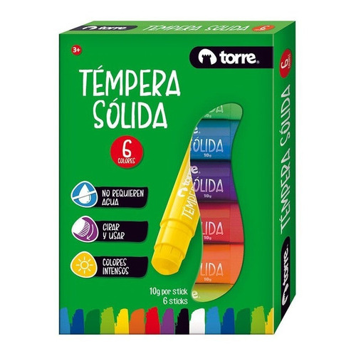 Tempera Solida Torre 6 Colores